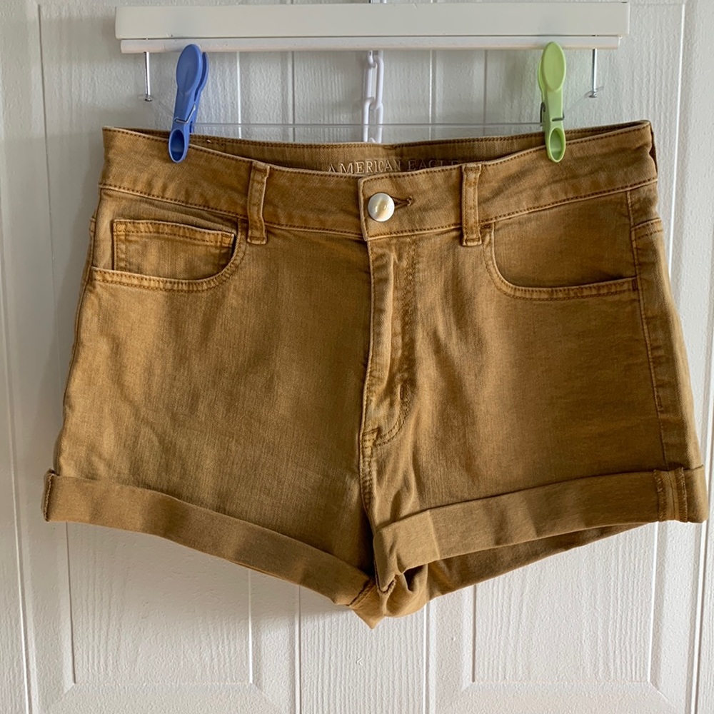 American Eagle Super Super Stretch Hi-Rise Shortie Denim Shorts